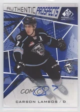 2021-22 Upper Deck SP Game Used CHL Edition Blue Auto Carson Lambos #68 Auto