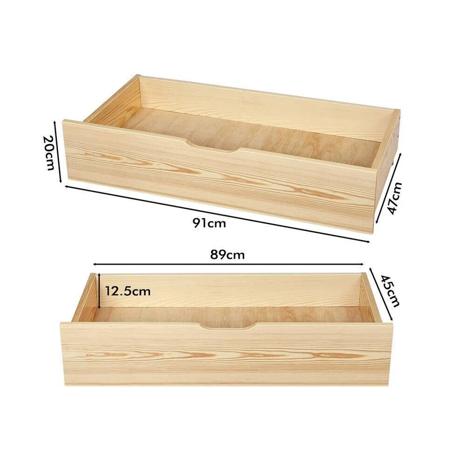 ALFORDSON 2x Storage Drawers Trundle for Wooden Bed Frame Base Timber Oak - image 3 of 4