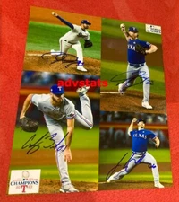 Texas Rangers DUNNING,GRAY,BRADFORD,SBORZ signed WORLD SERIES '23 photo PROOF nm