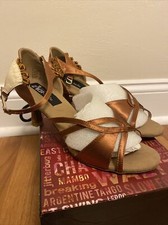 Women's Dark Tan Salsa Ballroom Dance Shoes Heel 2.5    Very Fine Sandals 9