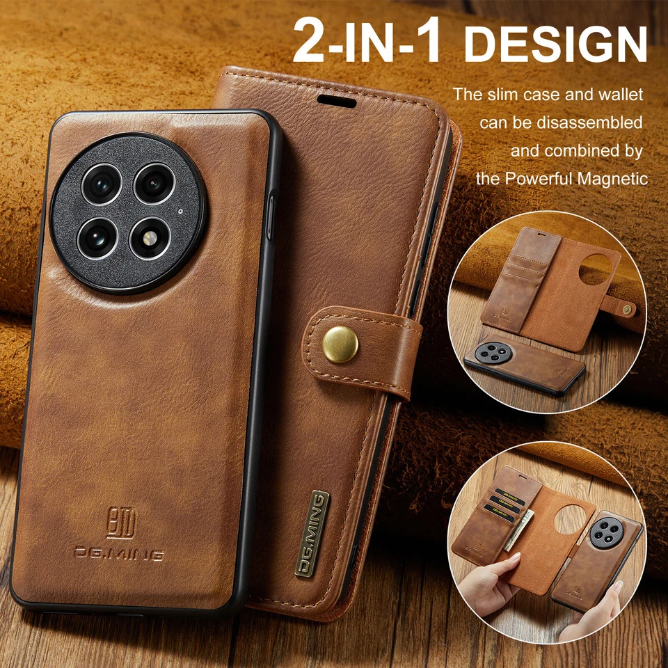 For OnePlus 13, Luxury Magnetic Separate Cover 2in1 Flip Leather Wallet Case - Image 3 of 4