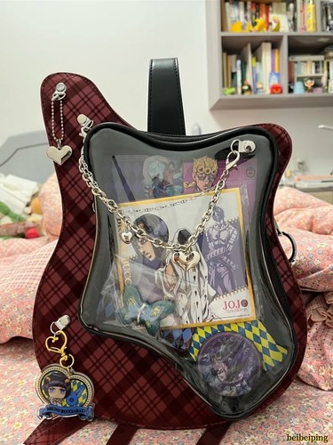 Guitar Shape Ita Bag Y2K Chain Shoulder Bag Creative Cool transparent Backpack - Picture 4 of 25