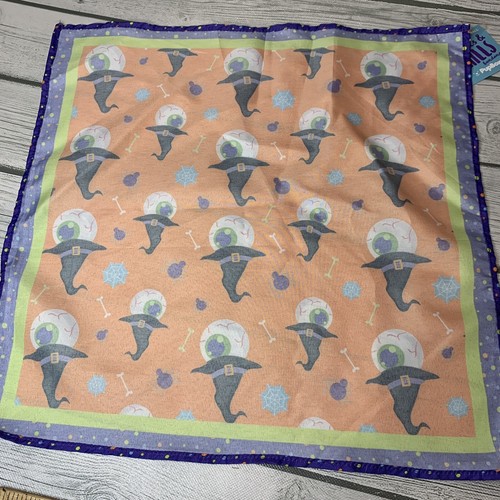 Dog Bandana Tie On Halloween Eyeball Witch Hat Bones Small Orange & Purple 15” - Picture 8 of 9
