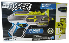 NERF Hyper Rush-40 Pump-Action Blaster With Eyewear Protection Hopper Feed NEW