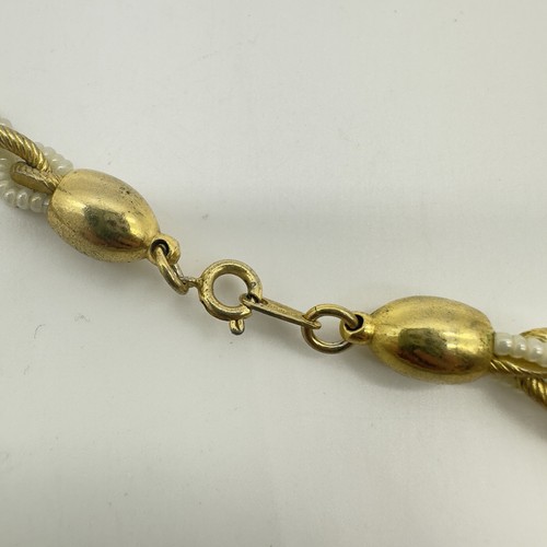 Vintage Krone Trifari goldfarben gedreht Kunstperlen Perlen Oper Länge Halskette - Bild 6 von 7