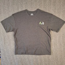 Realtree Graphic Tshirt Mens Size 2XL Short Sleeve Crew Neck Cotton Dark Gray