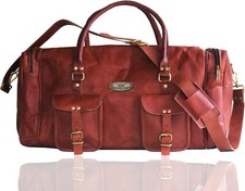 35" Leather Bag Duffel Travel Luggage Brown Weekend Gym Genuine Vintage Men's