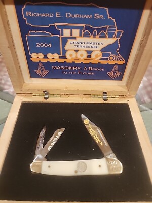 Masonry- Frost Grand Master 2003 Pocket Knife Freemason Stainless W/Display Box 