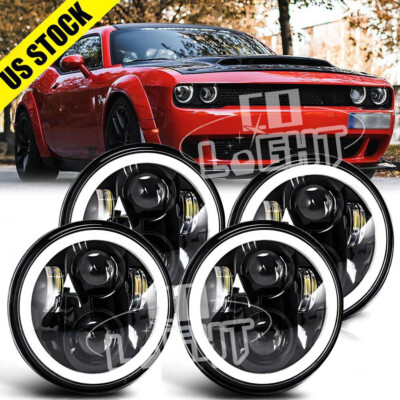 4X 5.75'' 5-3/4'' LED Headlights Round DRL For Dodge Charger Coronet Dart Chrysler