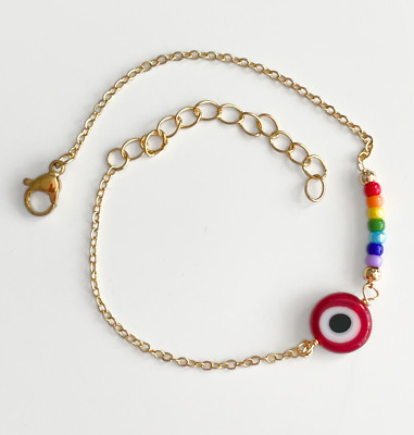 Türkisches rotes Evil Eye Perlenarmband - bunter & verspielter Schutz!