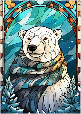 Buntglas Weihnachten Eisbär Puzzle 300/500/1000 Teile