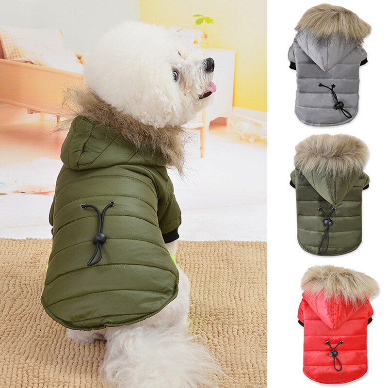 Warm Padded Dog Coat Jacket Chihuahua Pet Winter Hoodie Puppy Cat Small  Clothes
