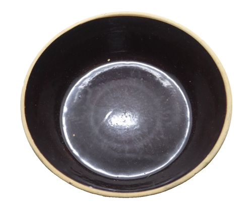 German Bake Pan Brown Glaze Yellow Ware Bowl Inside 9" Diameter 3" High VTG - Picture 7 of 7