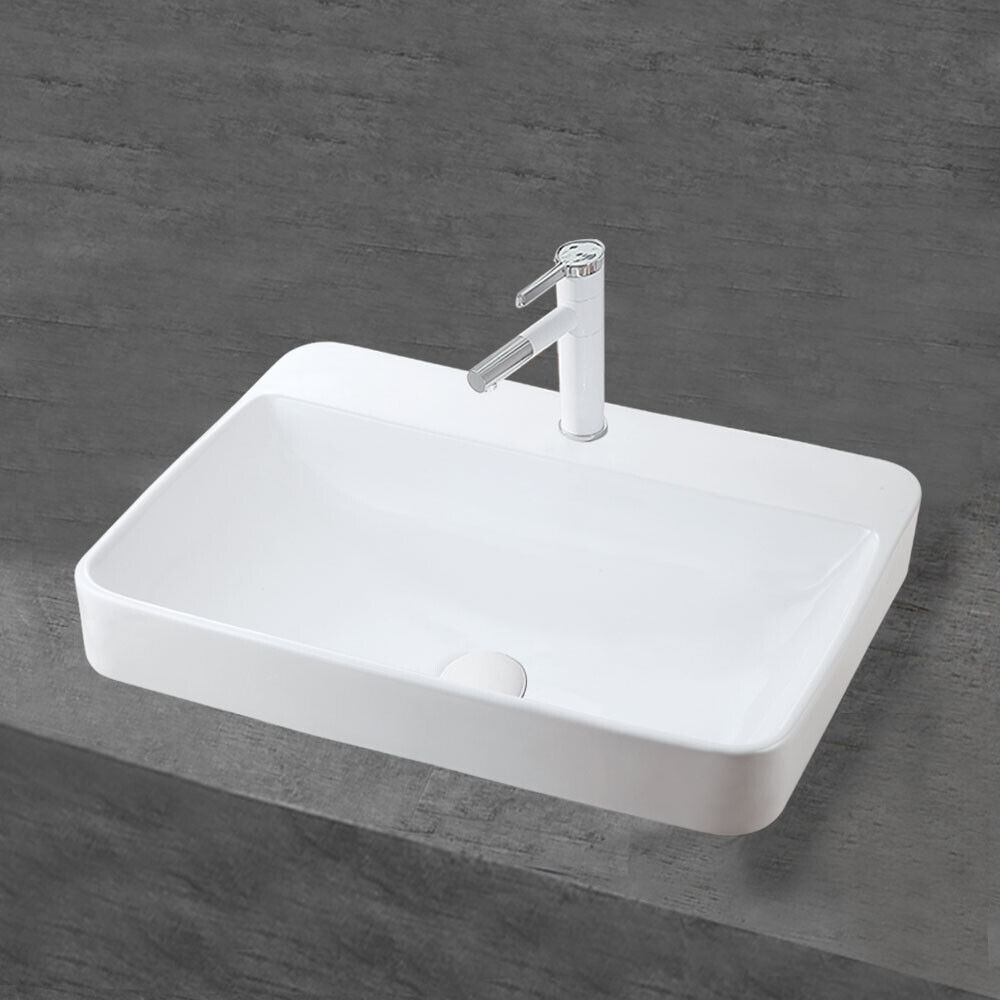 1 Hole Ceramic Rectangular Drop In Bathroom Sink With Faucet Amio1825 For Sale Online Ebay