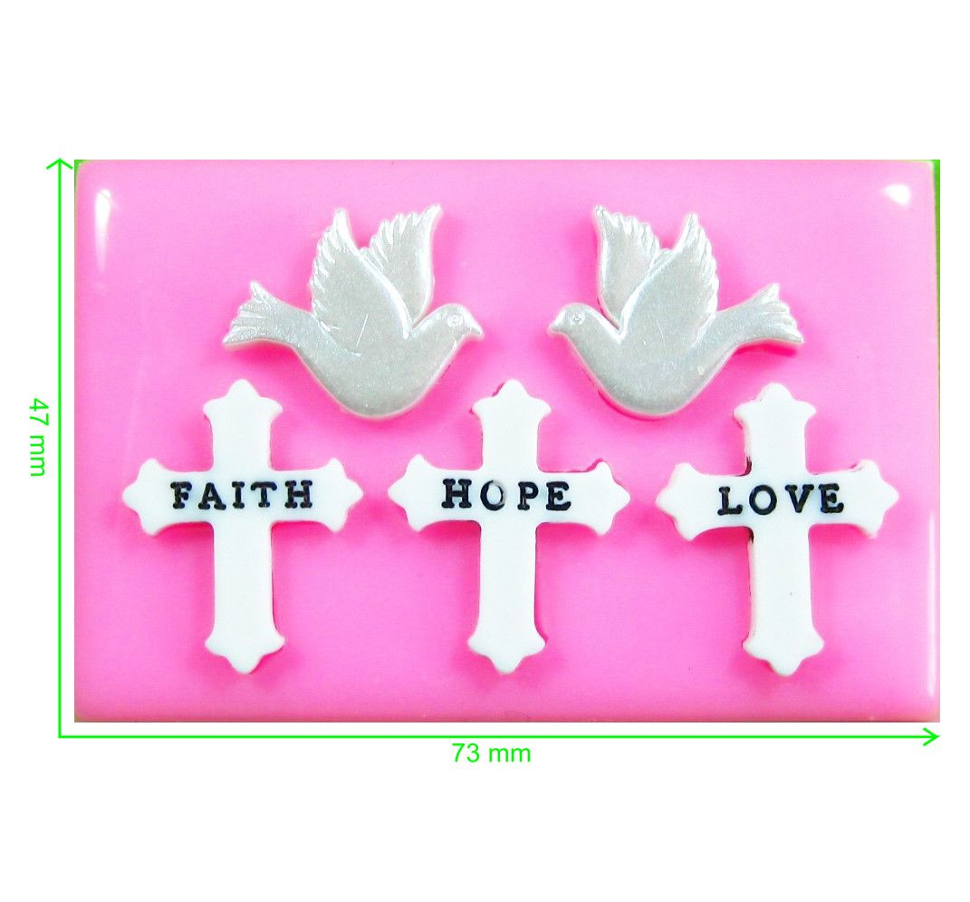 Faith Hope & Love Crosses and Peace Doves Silicone Mould by Fairie Blessings