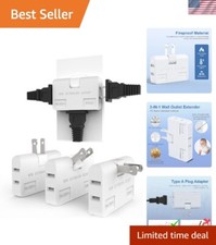3-Way Flat Wall Outlet Extender - Rotating 2-Prong Adapter for Home  Travel