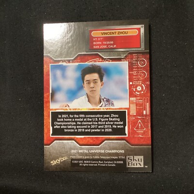 2021 Skybox Metal Universe Champions Vincent Zhou #62 65 | eBay