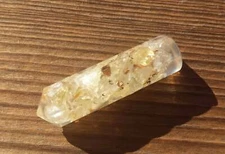 CITRINE ORGONE SINGLE TERMINATED GEMSTONE CRYSTAL PENCIL POINT (ONE)
