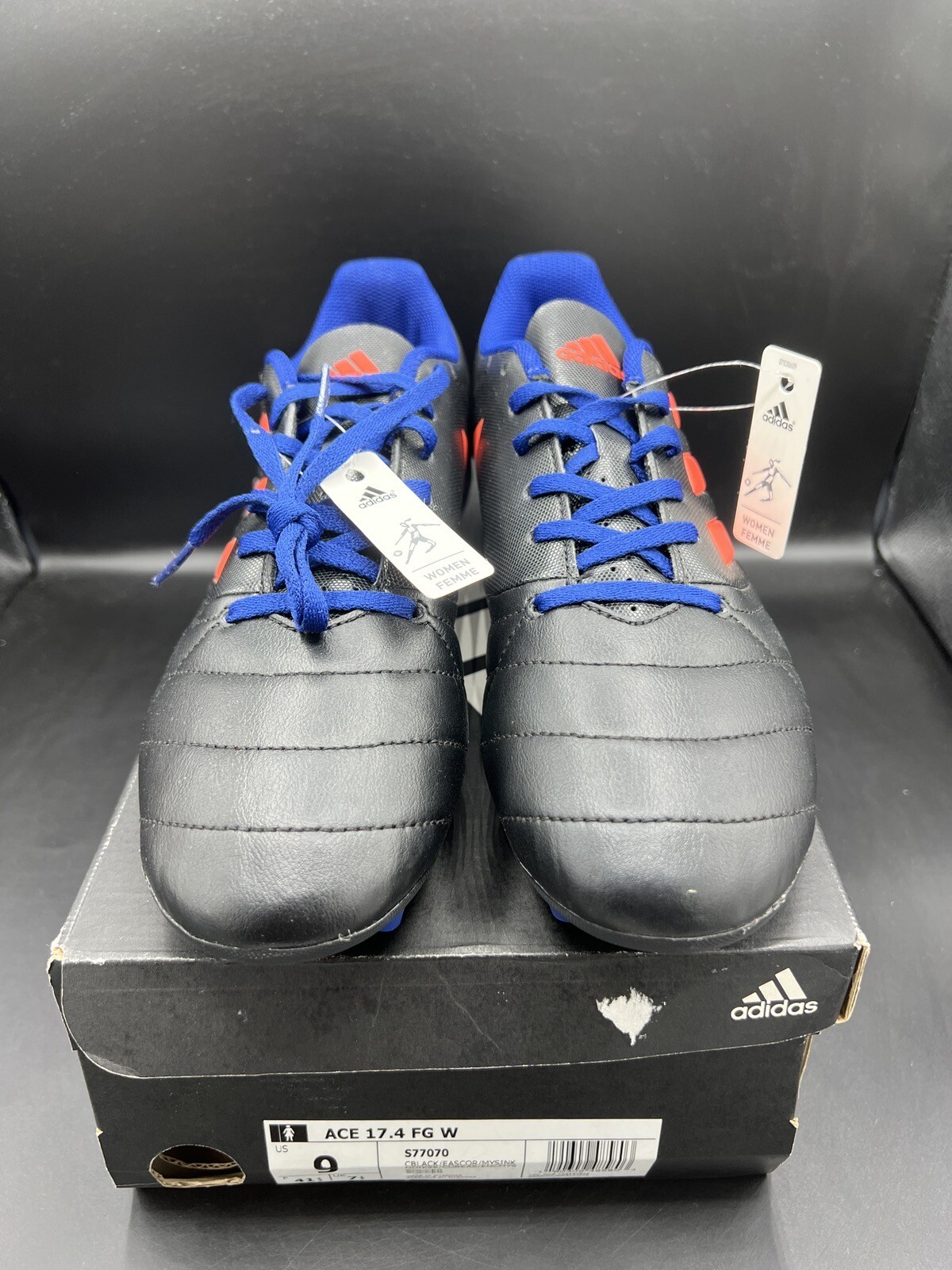 Adidas Ace 17.4 FG Black Leather Soccer Cleats Women’s Size 9 /Mens 7.5