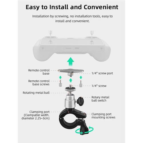 For DJI Mini 4 Pro RC 2 Remote Control Bracket Bike Handlebar Mount Holder Parts - Picture 13 of 16