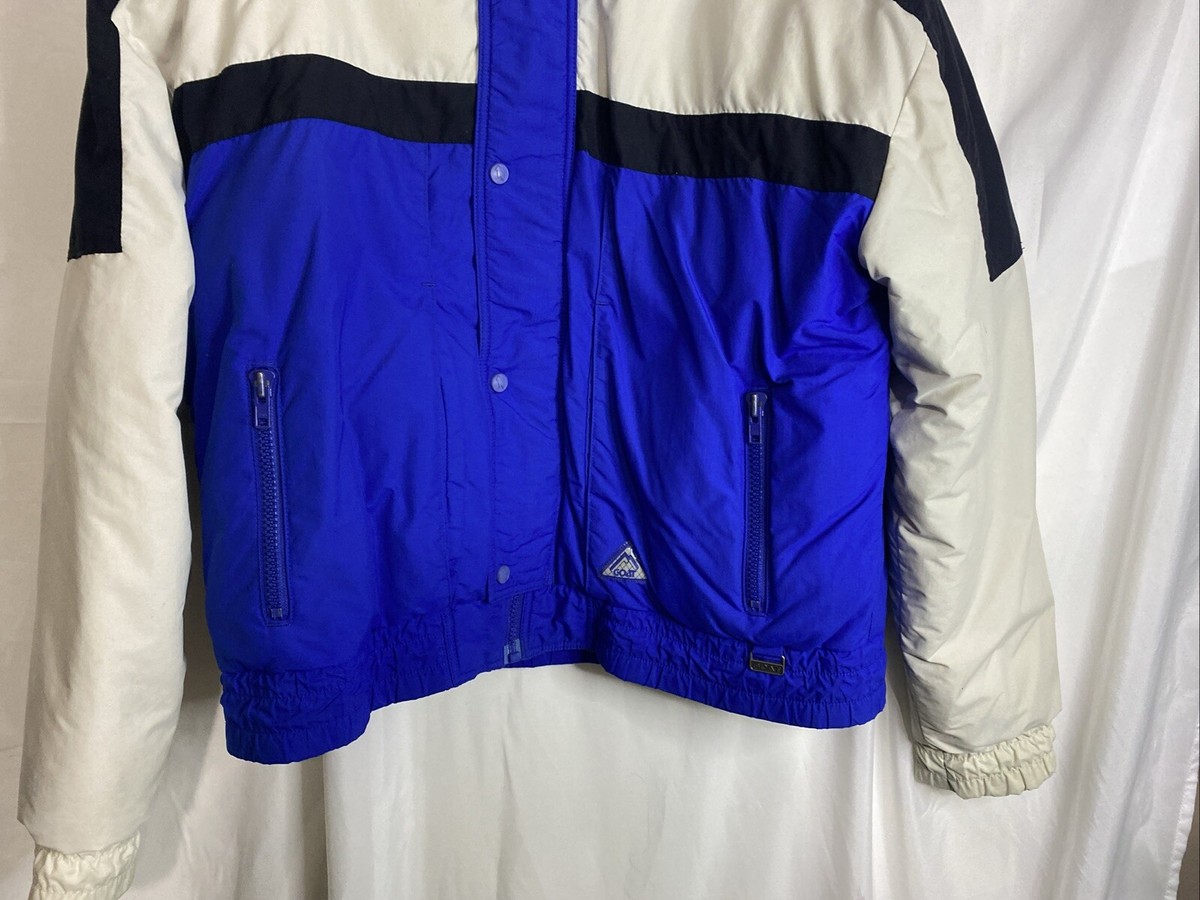 VINTAGE 80s Mountain Goat White Stag Mens Puffer Ski Full Zip