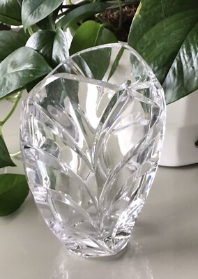  VTG Marquis by Waterford Crystal Palma Vase Stamped & Original Tag Some Chips