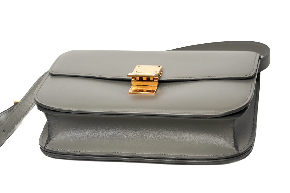 👜 CELINE Box Calfskin Medium Classic Box Flap Bag Zinc 👜 CELINE Box Calfskin Medium Classic Box Flap Bag Zinc
