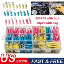 250-50X Heat Shrink Wire Connectors Electrical Ring Fork Spade Crimp Terminals