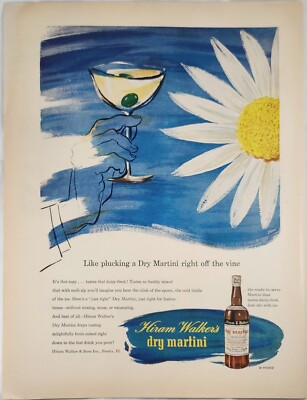 1946 Hiram Walker dry martini cocktail Vintage Ad like plucking