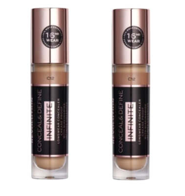 Pack of 2 Makeup Revolution Beauty Conceal & Define Infinite Concealer XL, C12