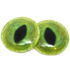 Pale Green Cat Dragon Glass Eyes Jewelry Making Art Doll Taxidermy Flatback