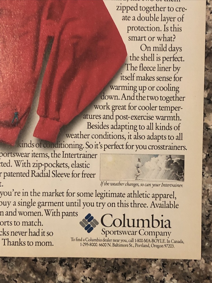 1990 Columbia Sportswear Mother Gert Boyle PRINT AD Color Block