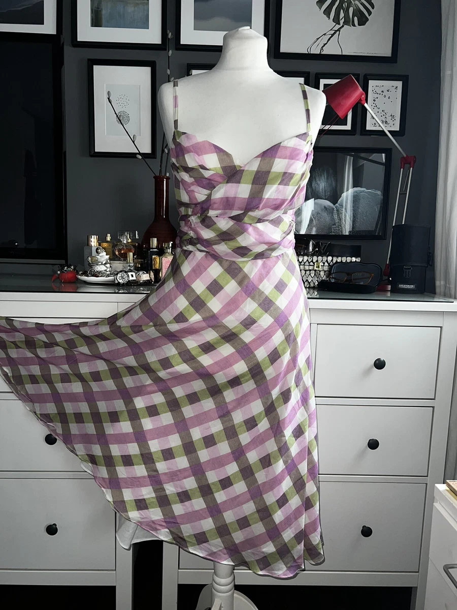 Strappy checked dress cheap