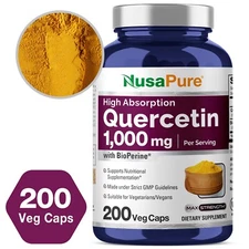 NusaPure Quercetin 1000mg - 200 Veggie Caps (Non-GMO, Vegetarian)