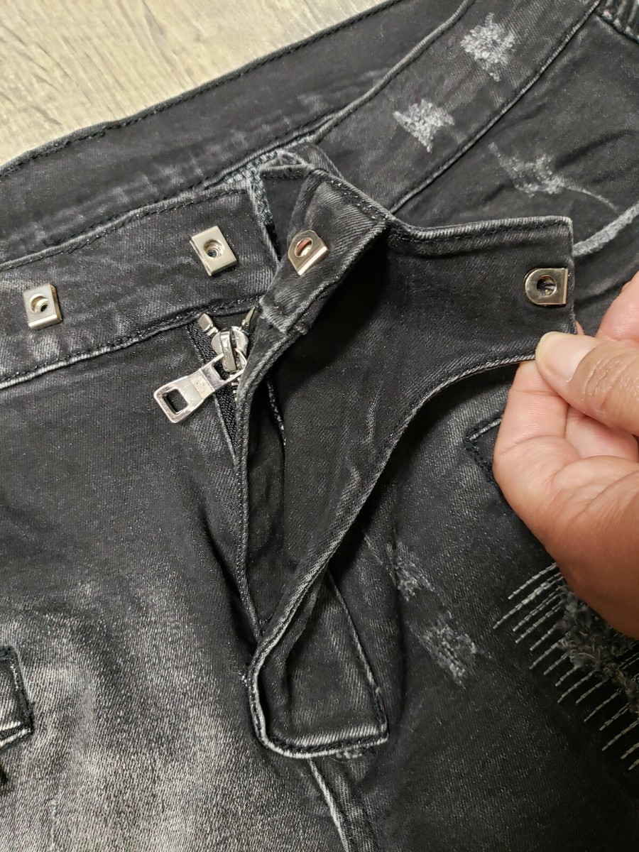 BALMAIN デニム ライダース ジャケット S Men's Balmain Designer Jeans Distressed Motorcycle Biker Denim