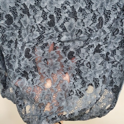iJeans by Buffalo Women's Dusty Blue Spacedye Burnout 3/4 Sleeve Lace Back Top S - Picture 4 of 5
