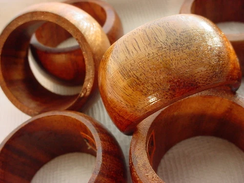 Vintage Wooden Napkin Rings 7 Piece Lot