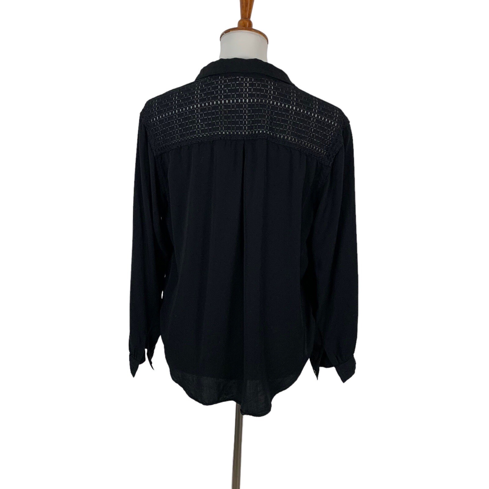 Heartloom Womens Button Down Top Small Black Long… - image 3