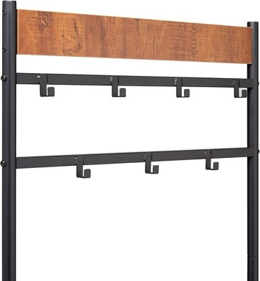 Amazon Basics Garderobe Schuhbank 7 Haken 3 Ablagen Schwarz 175cm