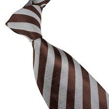 New Classic Striped Coffee White Jacquard Woven 100% Silk Men's Tie Necktie