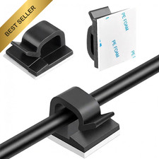 Adhesive Cable Wire Clips Organizer Cord Holder Desk Wall Car TV PC Black 150-Pa
