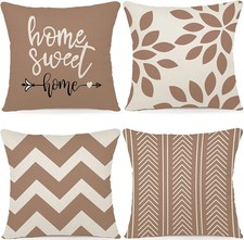Brown Linen Geometric Cushion Cover, Home Decor, Good Pillowcase Decoration for