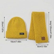 Kids Knit Beanie Hat and Scarf Set Thick Soft Winter Warmth