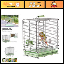 Portable Bird Carrier Travel Cage - Stainless Steel Folding Cage with Feeder P