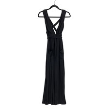 Free People Maxi Dress Womens Size Small Cross Back Tie Waist Black *READ