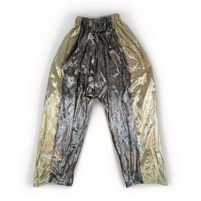 Gold Foil Harem Tribe Azure Aladdin Pants Sz S Boho Hippie Womens Baggy Vintage
