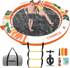 Inflatable Water Hammock Floating Dock 8 FT with Mesh, Tanning Pool Raft round R
