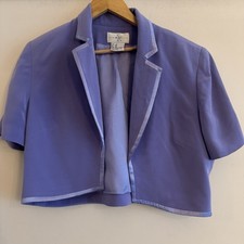 Simon Ellis Size 14 Purple Short Sleeve Lined Short Collared Jacket Open SP6 