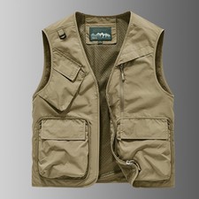 Mens Vest Waistcoat Utility Multi-Pocket Fishing Vest Sports Workwear Fisherman