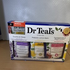 Dr Teal  s 4  Piece Bath Set Epsom Salt Soak Essential Oils  Bonus Sugar Scrub